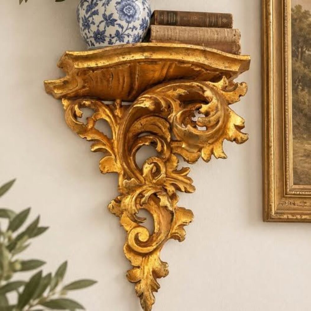Antique Ornate Gold Wall Shelf Corbel
